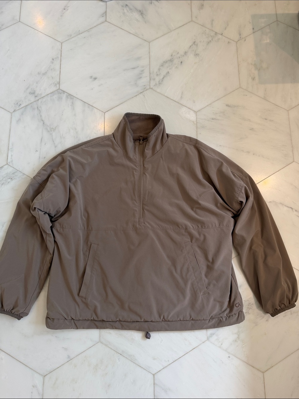 Old Navy Taupe Quarter-Zip Reversible Windbreaker Pullover